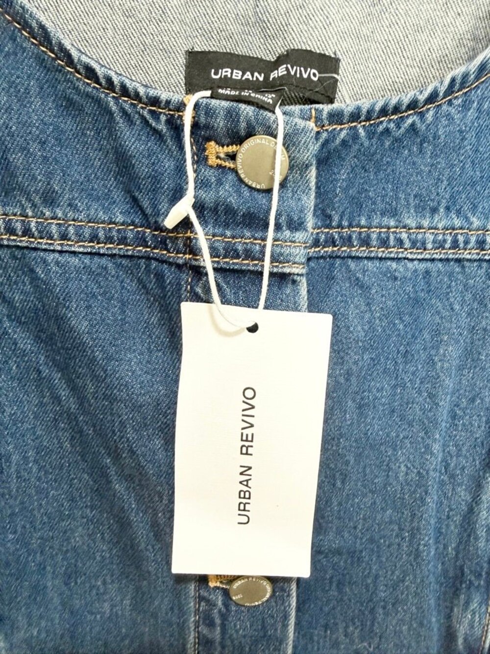 NWT Urban Revivo Blue Denim A- Line Dress Sz 12 - Picture 4 of 8